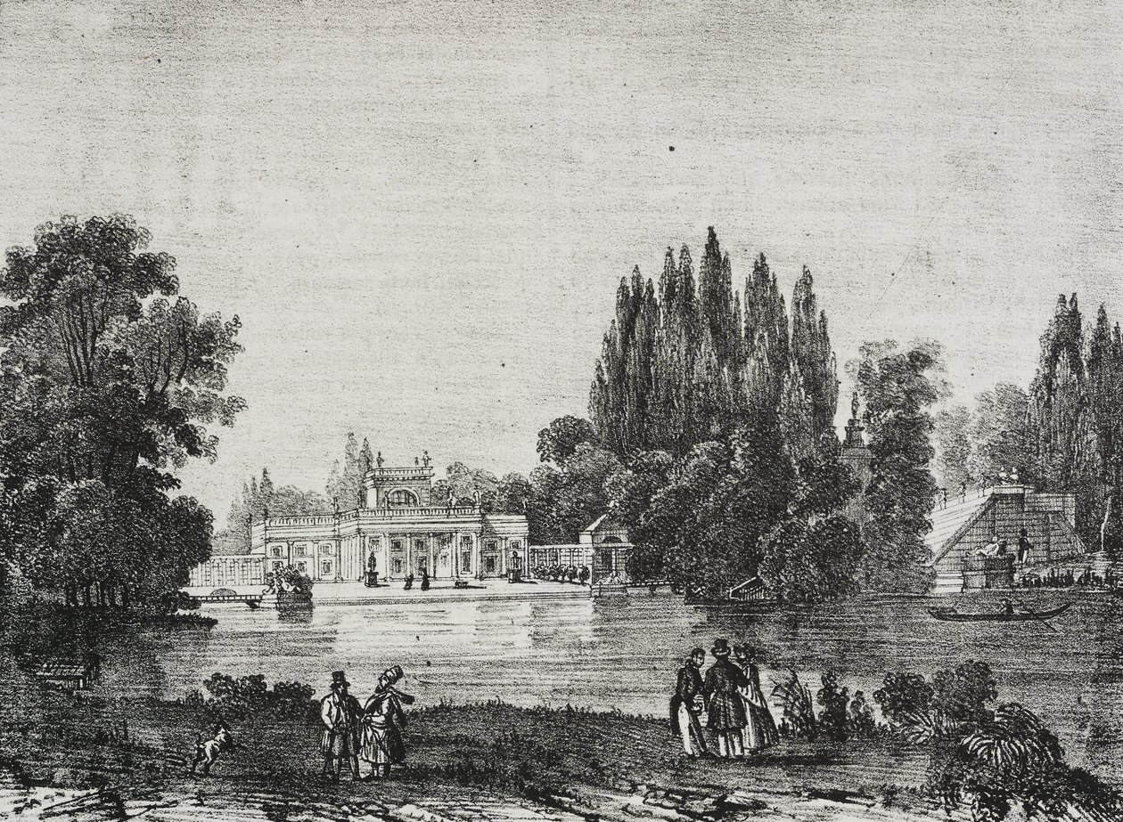 Lazienki Palace, Varsova, Puola, Salvatore Puglian litografia Poliorama Pittorescosta, n:o 48, 9.7. 作： サルヴァトーレ・プーリア