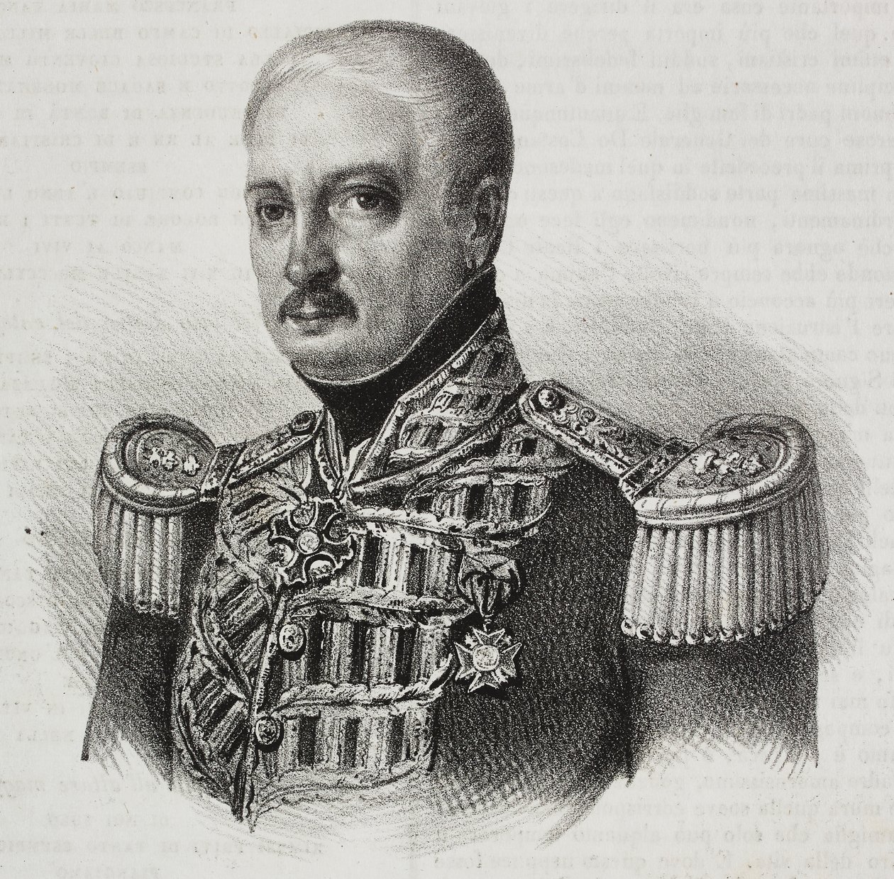 Retrato do marechal Francesco Maria Tanchi (1773-1843), litografia de Salvatore Puglia de Poliorama Pittoresco, n 46, 24 de junho 作： サルヴァトーレ・プーリア
