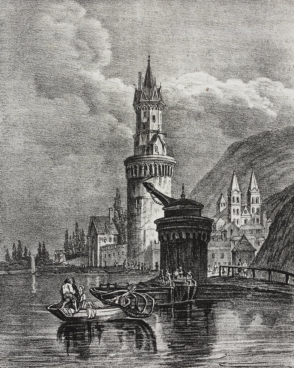 Vista de Andernach, Alemanha, litografia de Salvatore Puglia de Poliorama Pittoresco, n 45, 17 de junho 作： サルヴァトーレ・プーリア