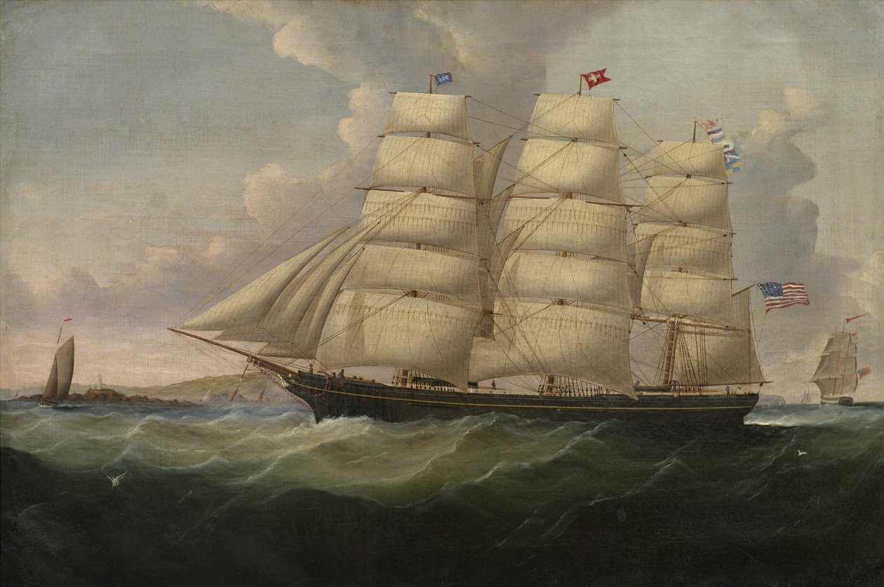 商船ロバート・L・レーン、1850年油彩、カンヴァス 作： サミュエル・ウォルターズ