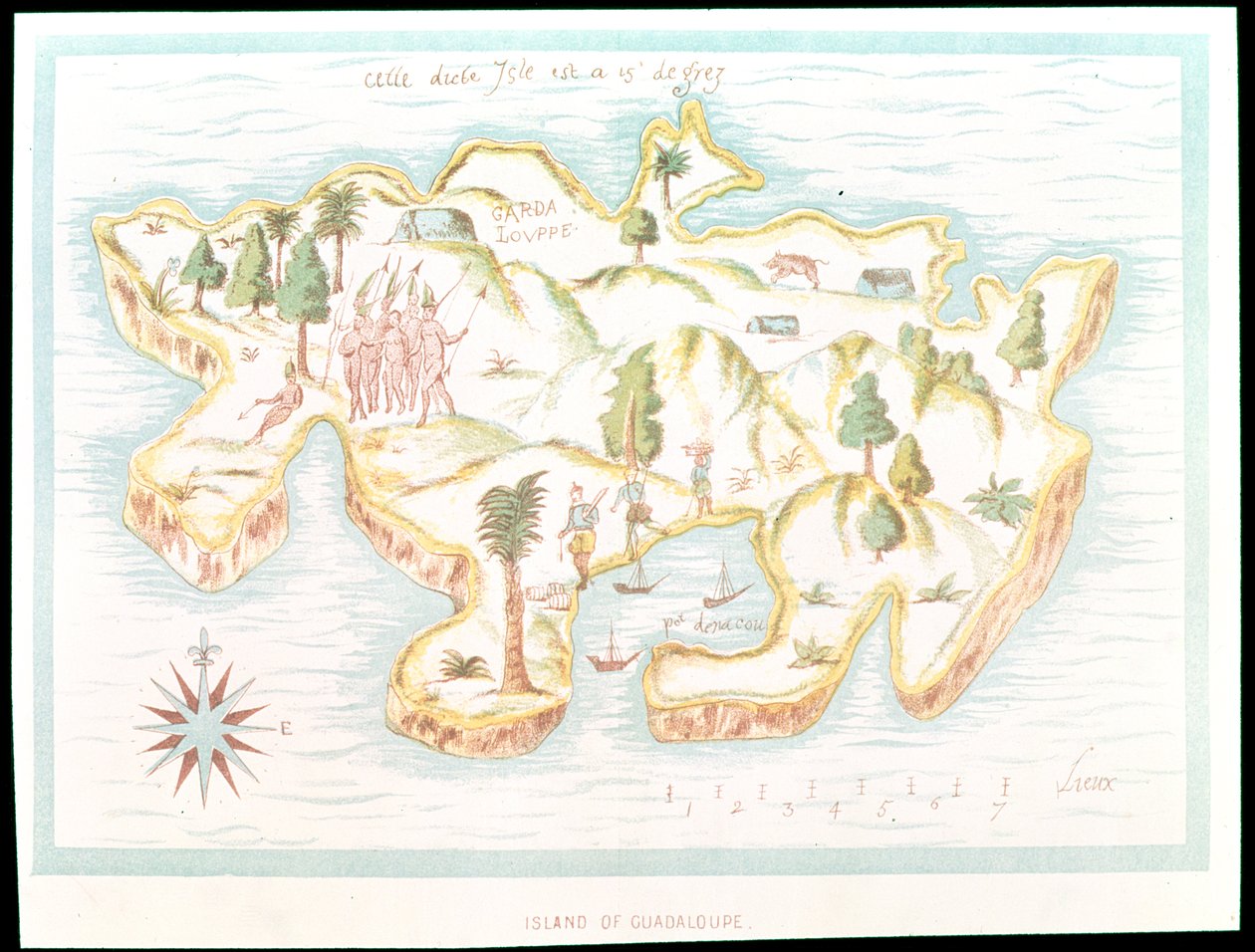 マルティニーク島の地図、1599年 作： サミュエル・ド・シャンプラン