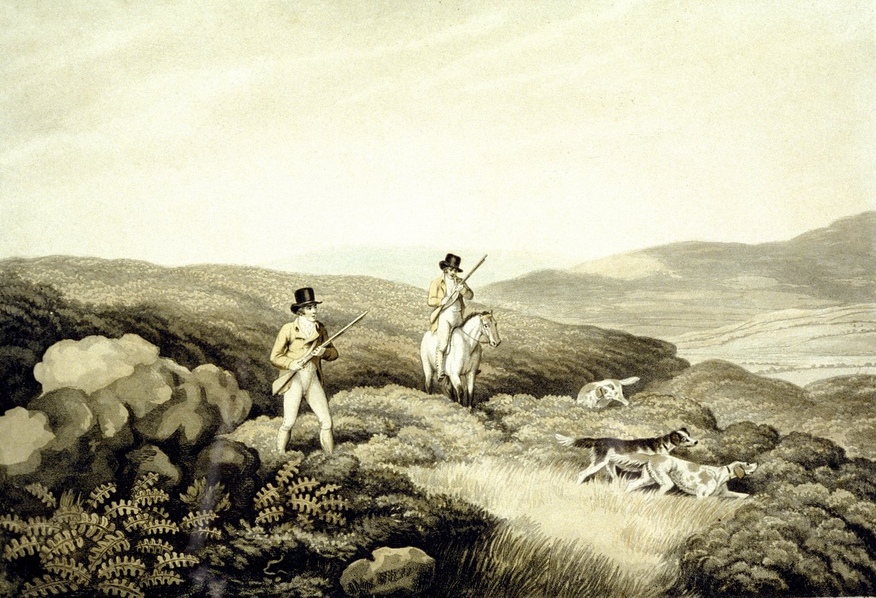 ライチョウの射撃（「Ormes Collection of British Fieldsports」より）J.GodbyとH.Merkeが彫刻したもの。 作： サミュエル（後）ハウィット