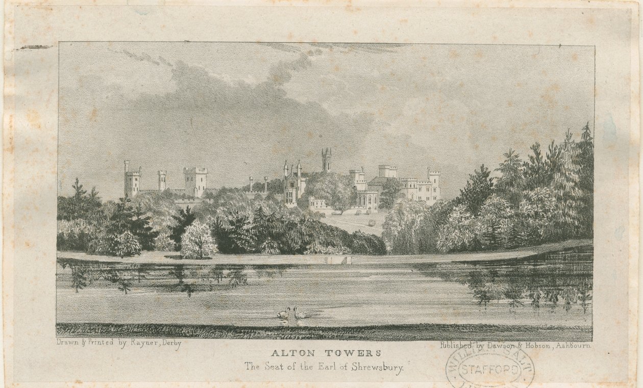 Alton&39;Abbey &39;（現在のAlton Towers）：リトグラフ、nd [c.1839]（印刷） 作： サミュエル・A・レイナー