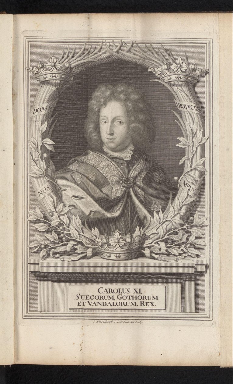 Portret van Karel XI van Zweden カール 11 世、スウェーデンのゴート族とヴァンダル族の王 (オブジェクトの称号) スウェーデン古代と現代（シリーズタイトル） 作： サミュエル・ブレーゼンドルフ