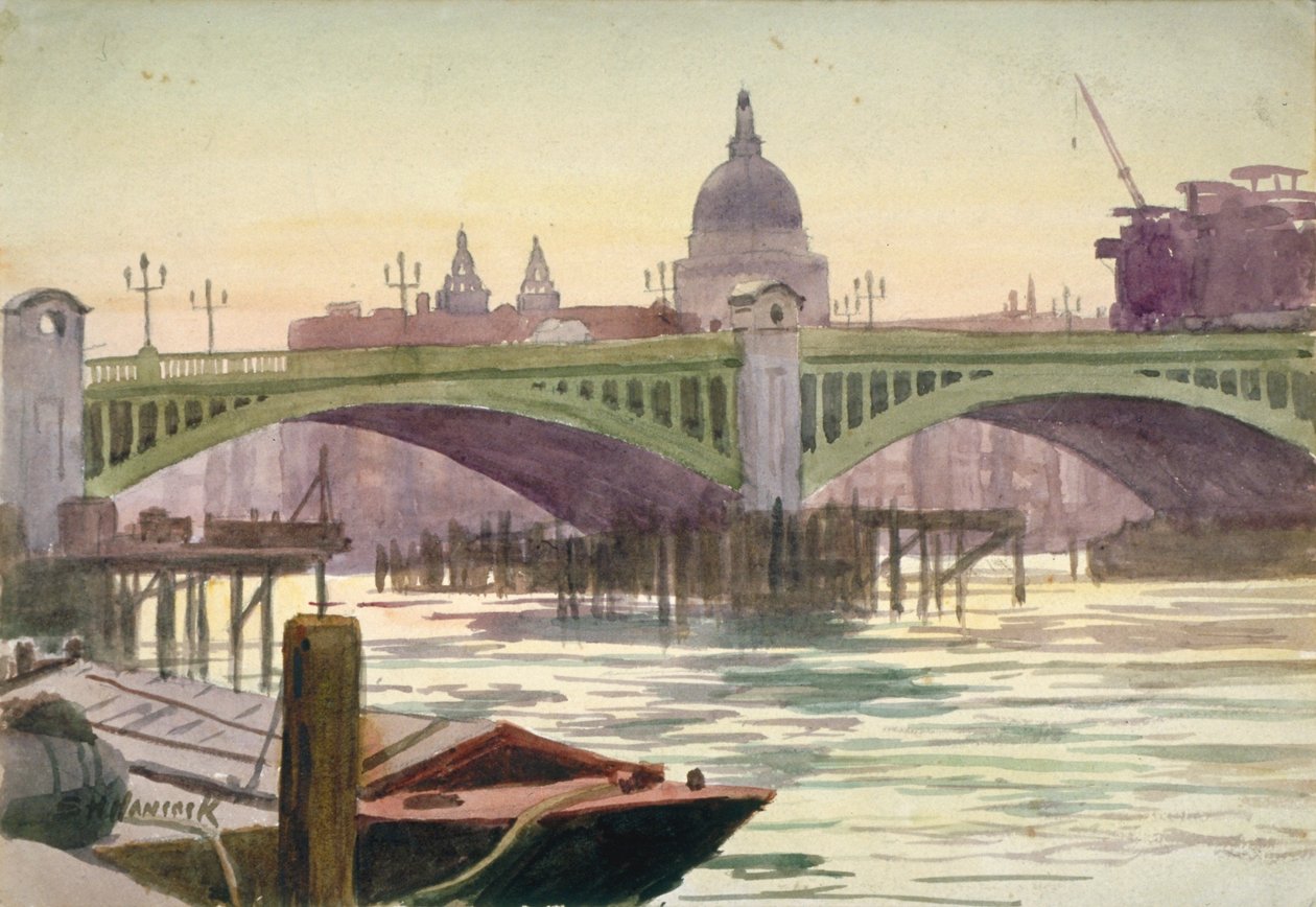 サザーク橋、ロンドン、1930 年 作： サミュエルハリーハンコック