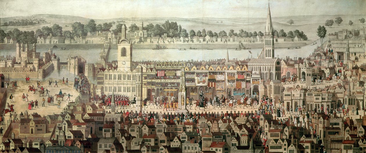 1547 年のエドワード 6 世の戴冠式の行列 作： サミュエル・ヒエロニムス・グリム