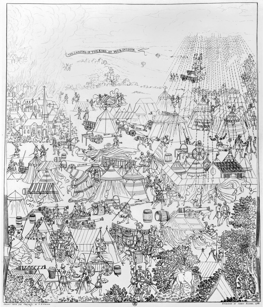 1544年7月、マーキーソンでのヘンリー8世の野営地。 作： サミュエル・ヒエロニムス・グリム