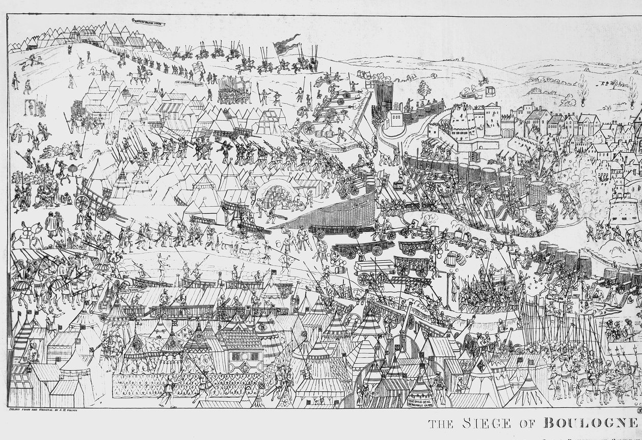 1544年のヘンリー8世（1491-1547）によるブローニュの包囲、1788年のジェームズバザレによる彫刻（106603も参照） 作： サミュエル・ヒエロニムス・グリム