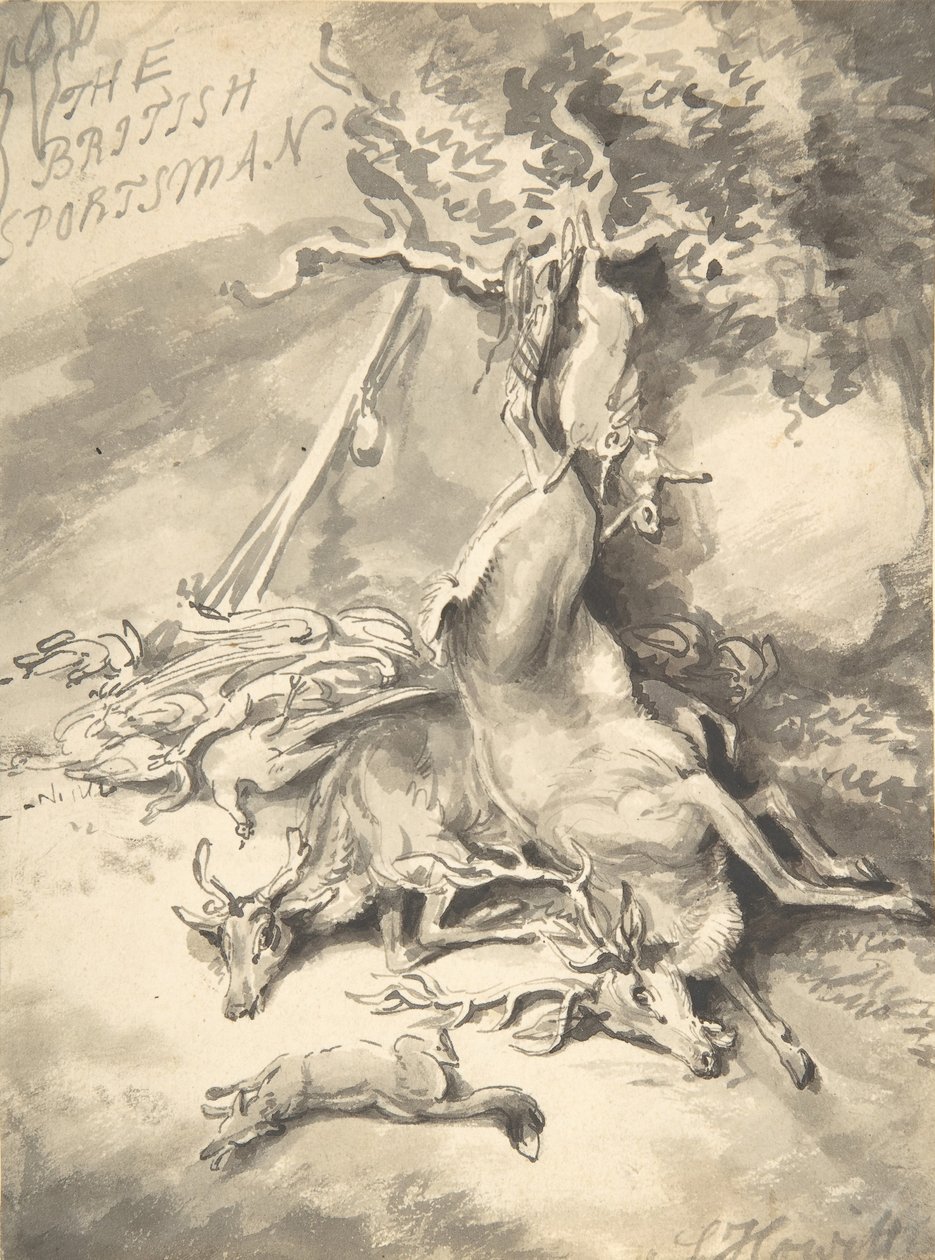 The British Sportsman の口絵のデザイン。 1812年。 作： サミュエル・ハウィット