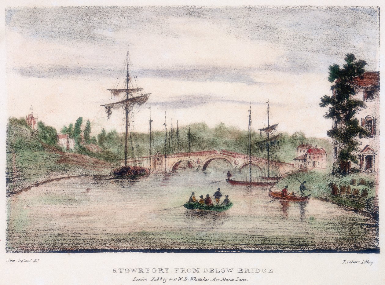 Stourport-on-Severn、ウスターシャー、橋の下、c1795。 作： サミュエルアイルランド