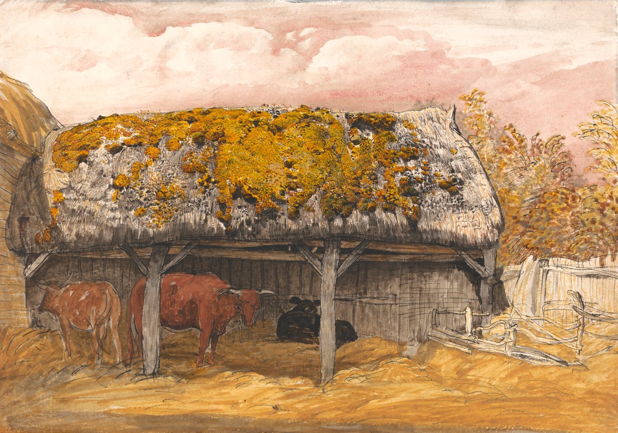 苔むした屋根の牛小屋 作： サミュエルパーマー