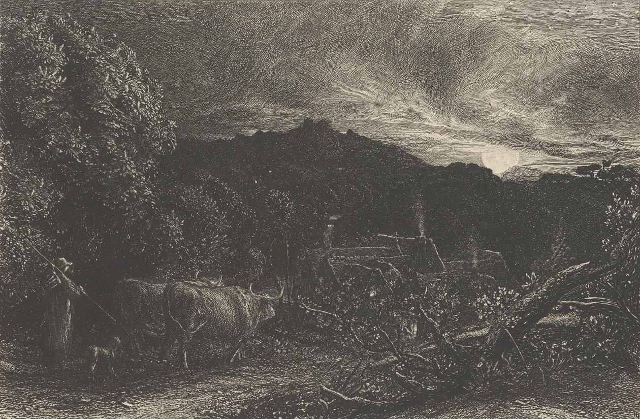 The Weary Ploughman、または The Herdsman、または Tardus Bubulcus は、 作： サミュエルパーマー