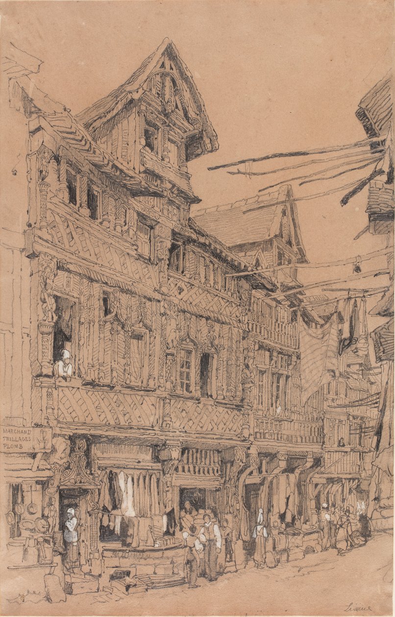 リジューの旧市街、1820年頃（紙に水彩画） 作： サミュエル・プラウト