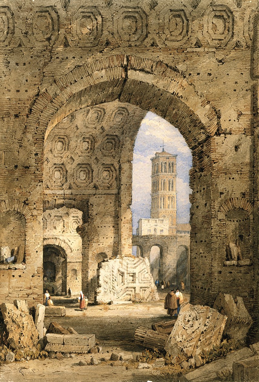Templo da Paz, Fórum Romano (aquarela e guache sobre papel off-white) 作： サミュエル・プラウト