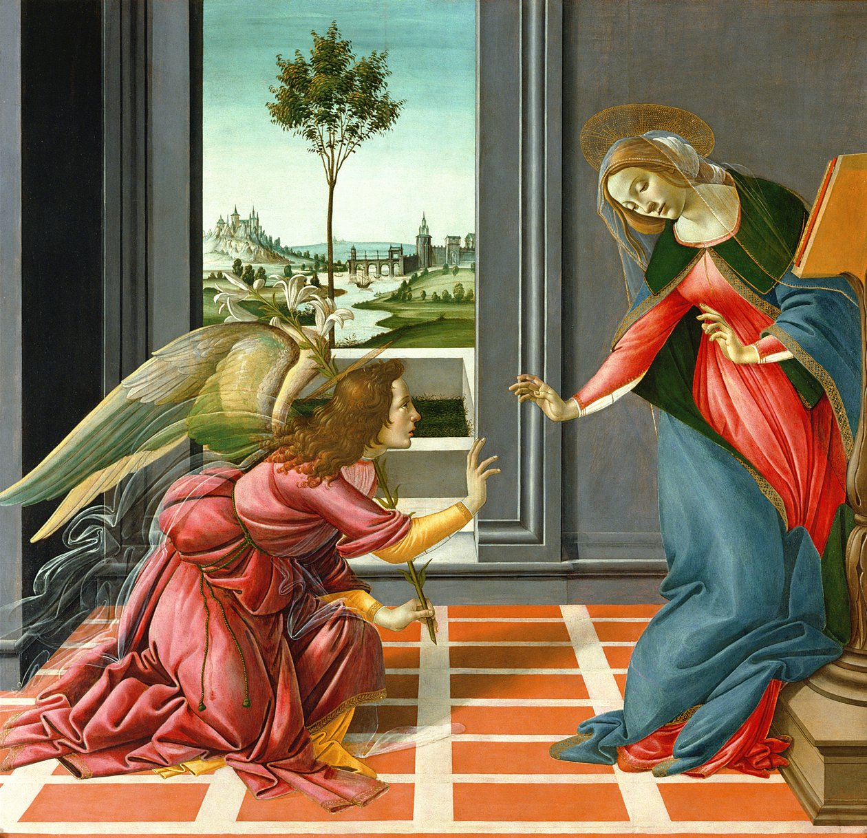 受胎告知（パネル上のテンペラ）、1489 作： Sandro Botticelli