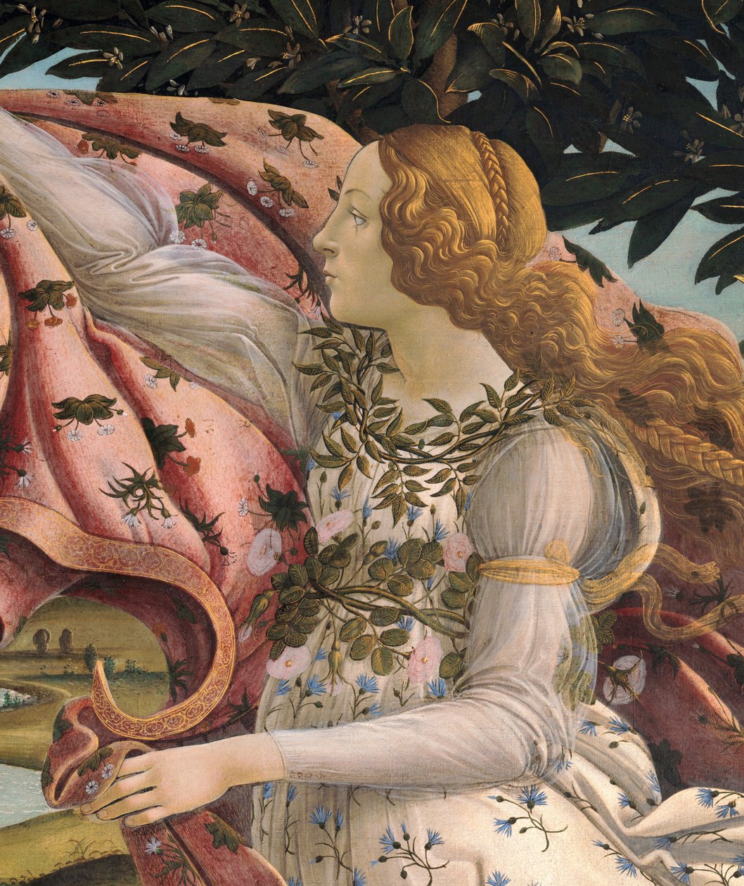 金星の誕生、春のホラの詳細、1485 作： Sandro Botticelli