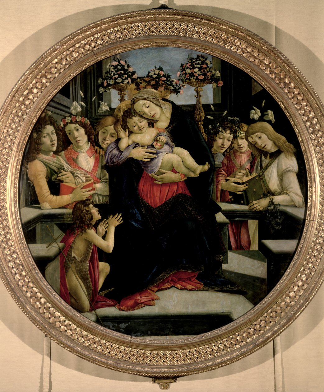 天使と聖母子と洗礼者聖ヨハネ 作： Sandro Botticelli