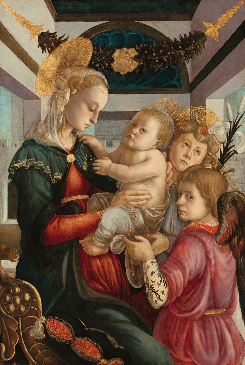 マドンナと二人の天使の子供 作： Sandro Botticelli