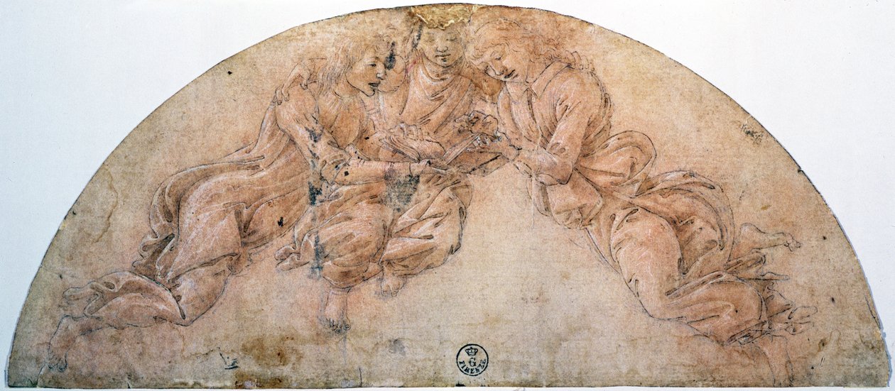 三人の天使の研究（ドローイング） 作： Sandro Botticelli