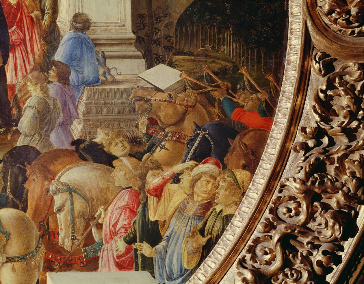 王家の礼拝、c.1470-75（パネル上のテンペラ）（186449および186450も参照） 作： Sandro Botticelli