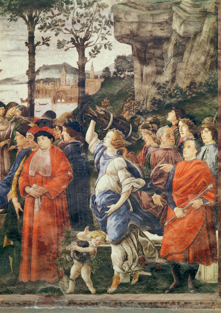 ハンセン病の浄化とキリストの誘惑、右側の図の詳細、1481-83年（75786の詳細） 作： Sandro Botticelli