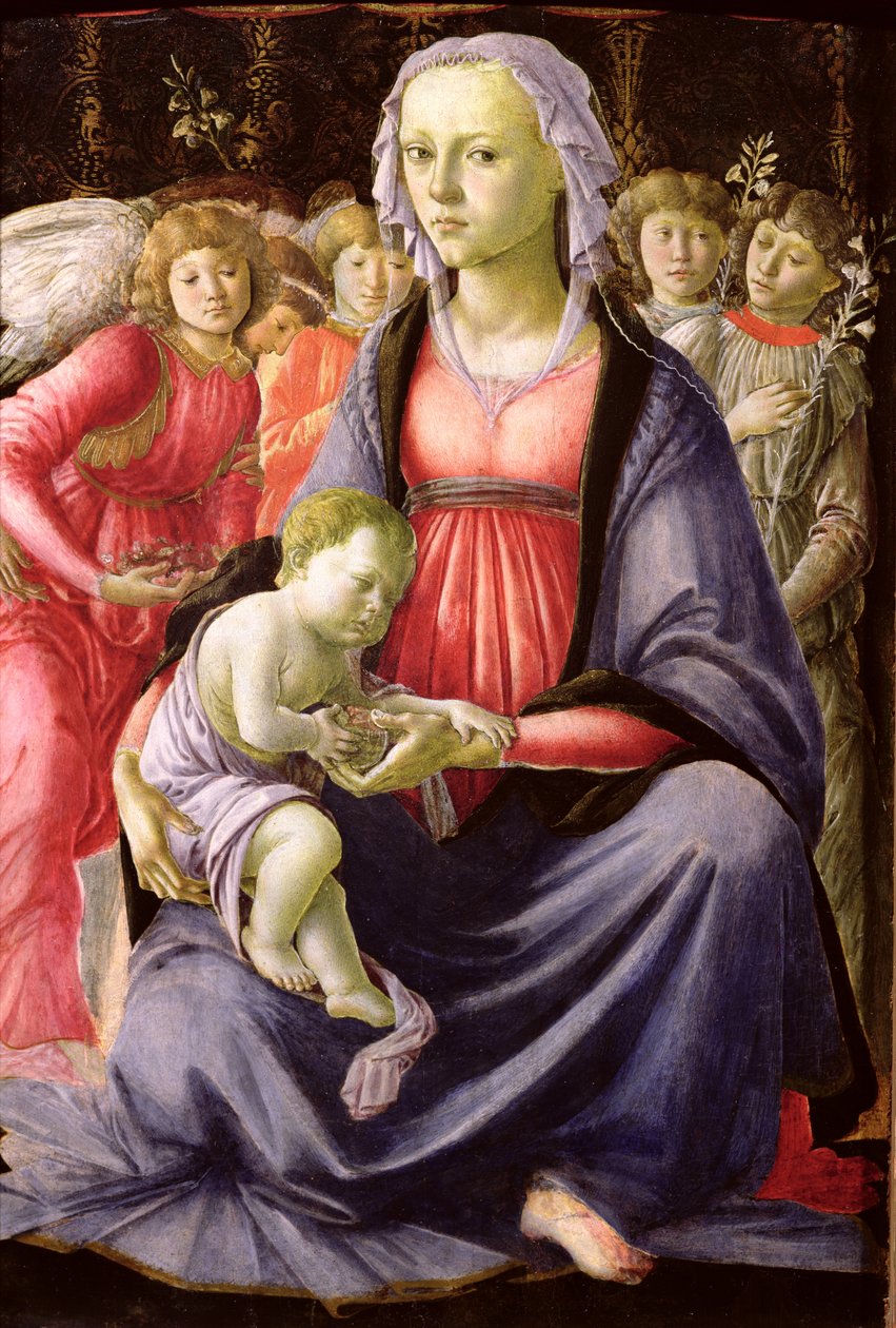 5人の天使に囲まれた聖母子 作： Sandro Botticelli