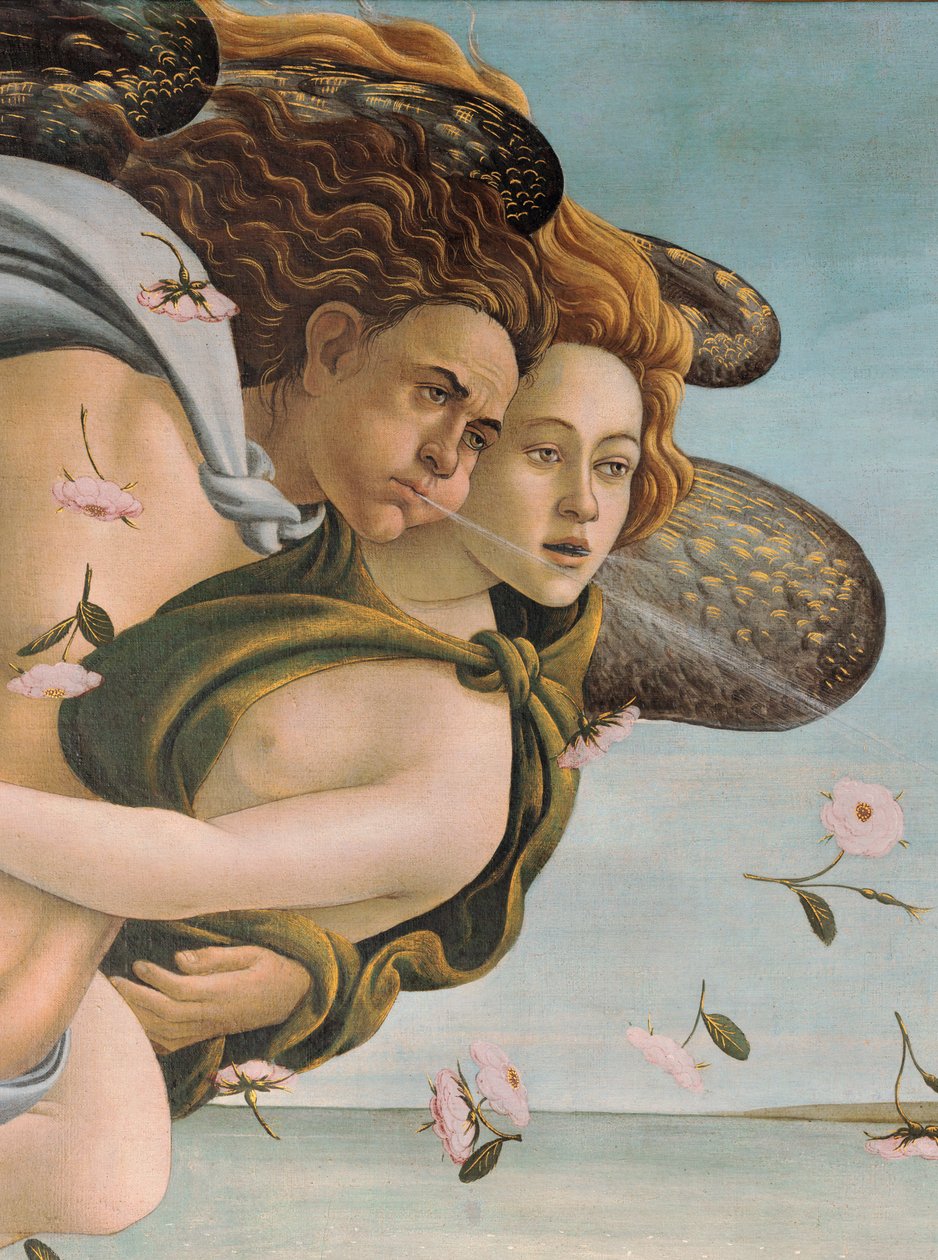 ゼファーとクロリス、金星の誕生、c.1485（キャンバス上のテンペラ）の詳細（412および85293を参照） 作： Sandro Botticelli
