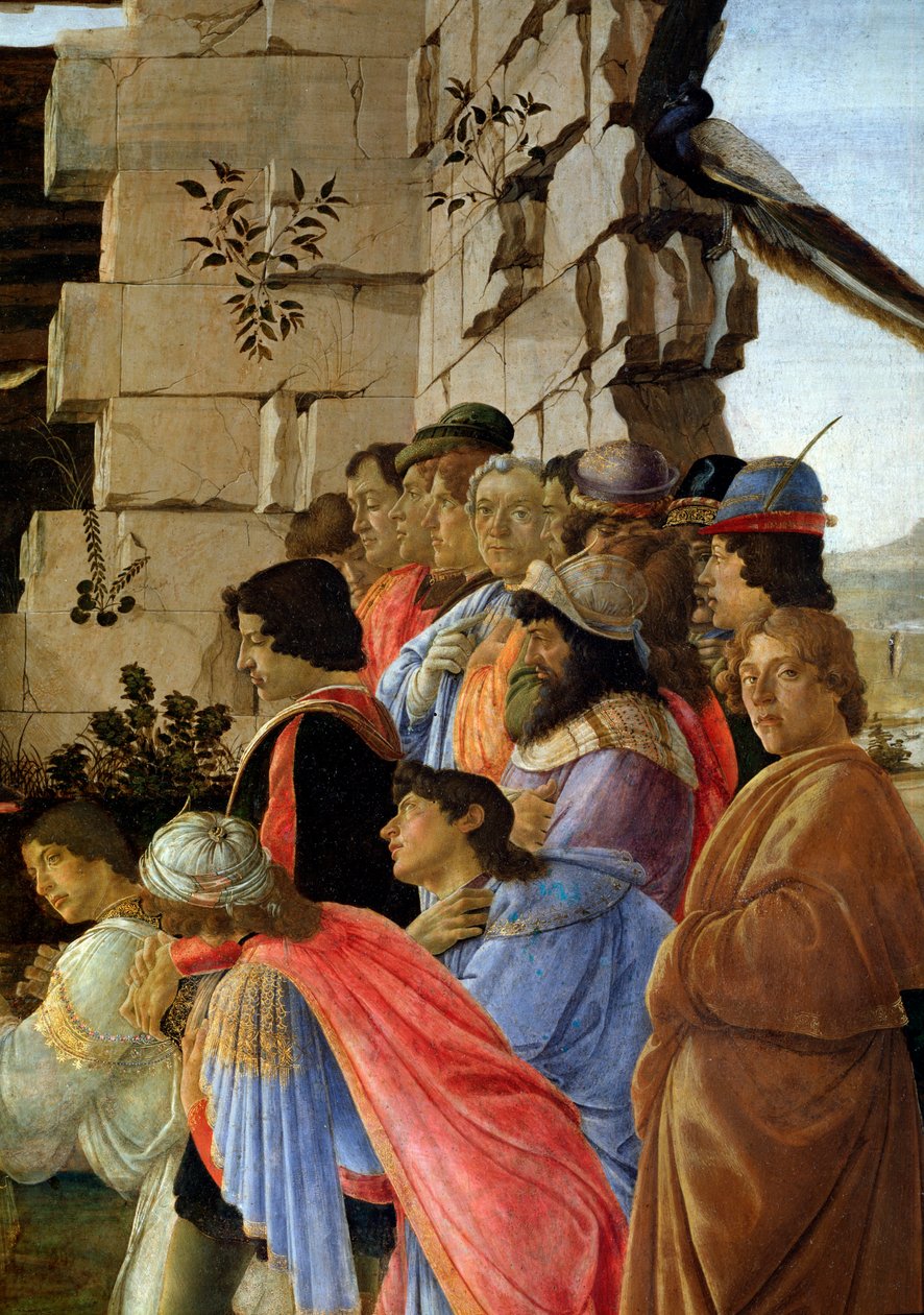 マギの崇拝、右の自画像の細部（木にテンペラ 作： Sandro Botticelli