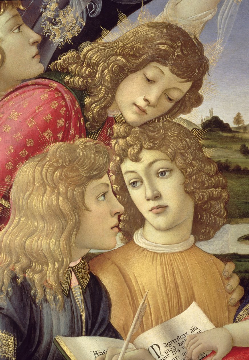 マニフィカトのマドンナ、3人の少年のディテール 作： Sandro Botticelli