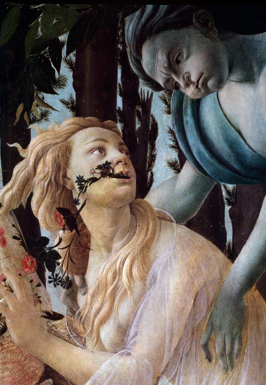 春ですね。詳細透明なヴェールを被ったクロリスを捕らえるゼファー（絵画 作： Sandro Botticelli