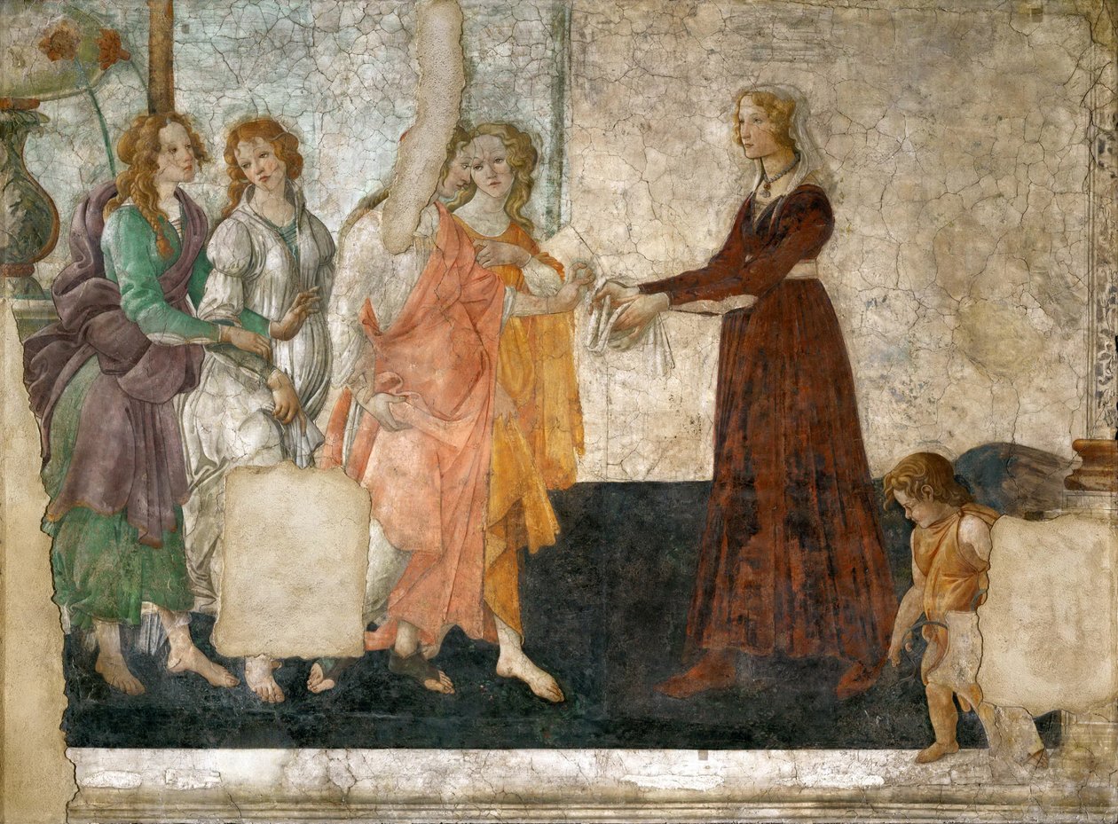 少女にプレゼントを贈るヴィーナスと三美神 作： Sandro Botticelli