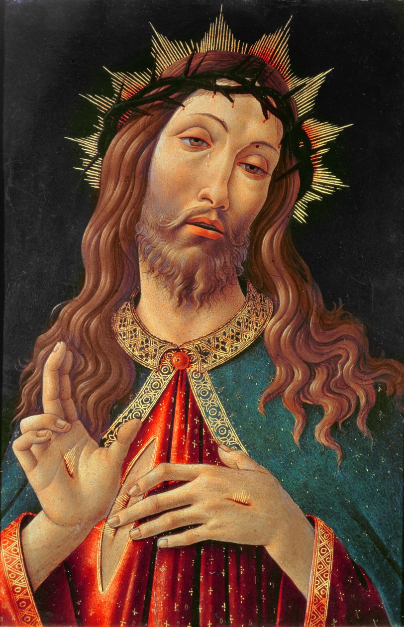 Ecce Homo、またはThe Redeemer、c.1474（パネル上のテンペラ） 作： サンドロ（attr。To）ボッティチェッリ