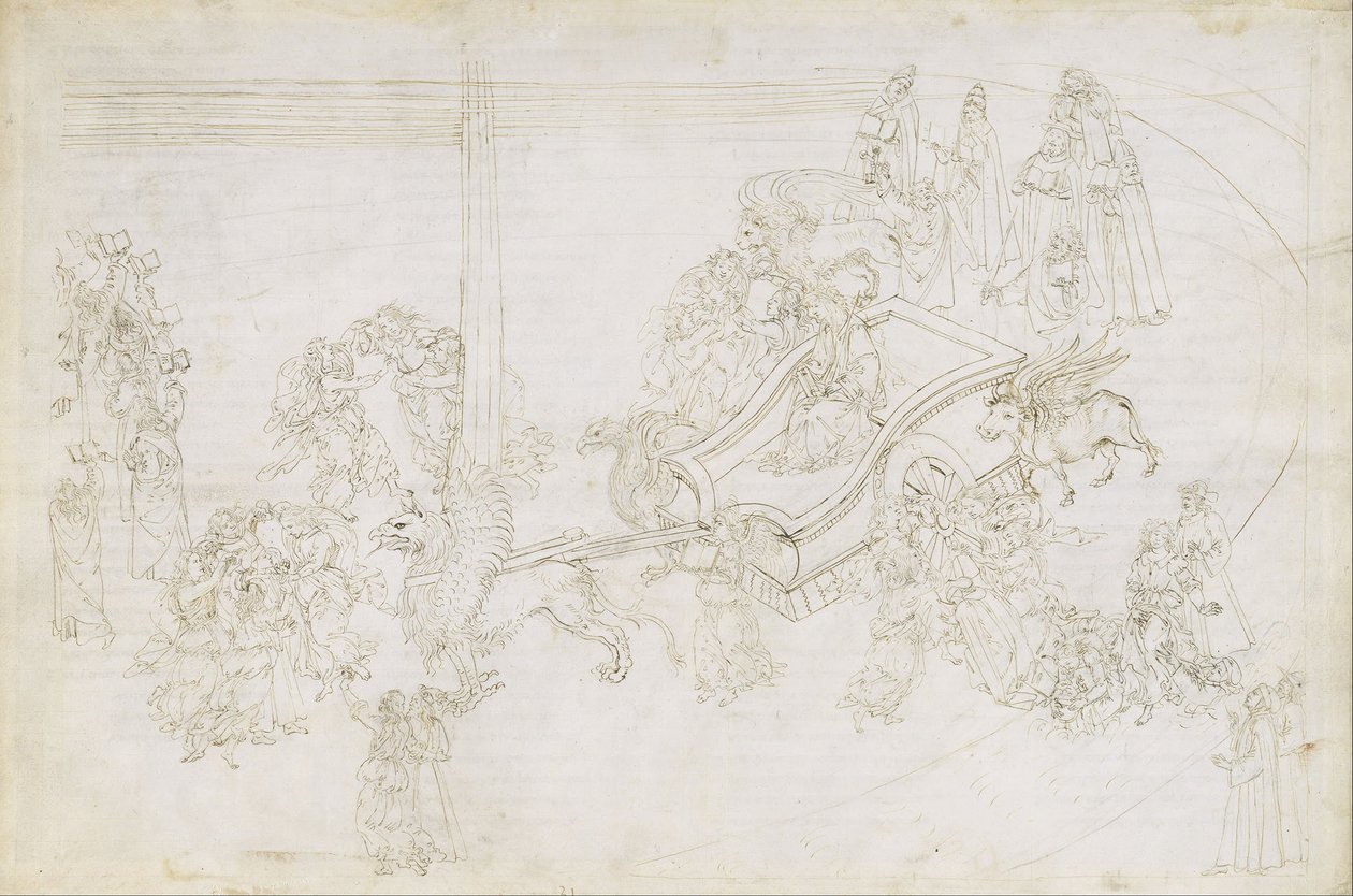 ダンテの『神曲』（『煉獄篇』第31歌）の挿絵 作： Sandro Botticelli