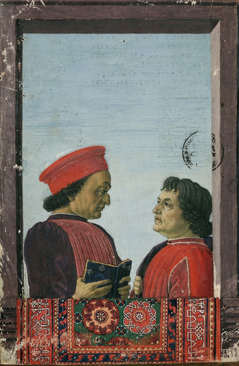 フェデリコ・モンテフェルトロとクリストーフォ・ランディーノ 15世紀 作： Sandro Botticelli