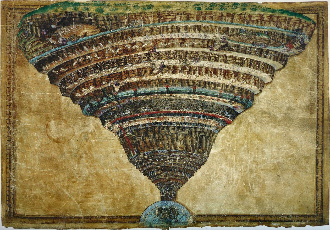 ダンテ・アリギエーリ『神曲』の挿絵：地獄の深淵、1480-1490年
