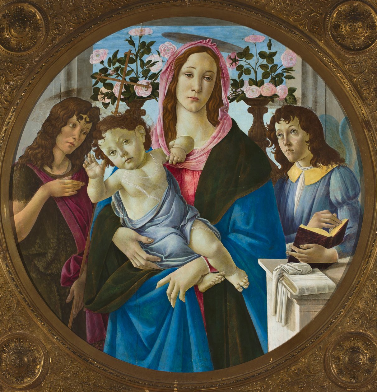 幼子イエスを抱くマドンナ、聖ヨハネ・バプティスト、そして天使 作： Sandro Botticelli