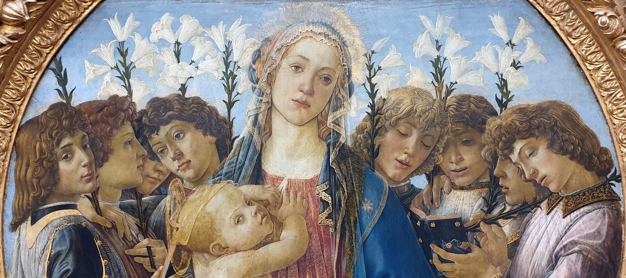 幼子を連れたマリアと天使の歌声 作： Sandro Botticelli