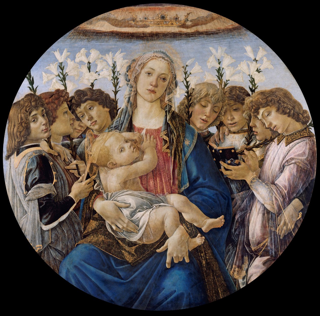 聖母子と歌う天使たち 作： Sandro Botticelli