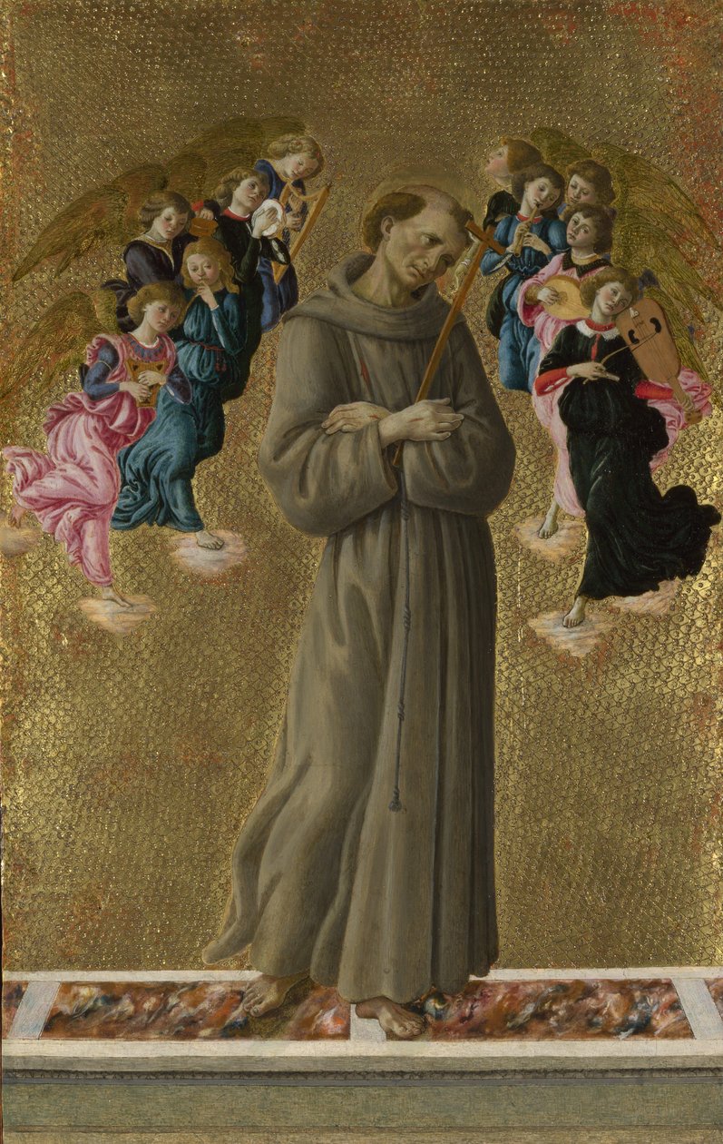 天使とアッシジの聖フランチェスコ 作： Sandro Botticelli