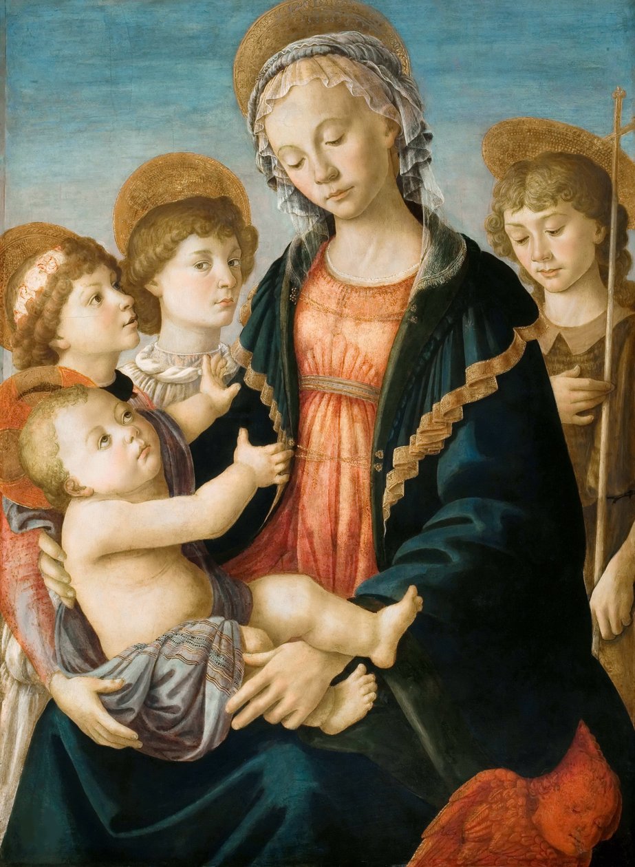 聖母子と二人の天使と幼い洗礼者聖ヨハネ 1467年頃 作： Sandro Botticelli