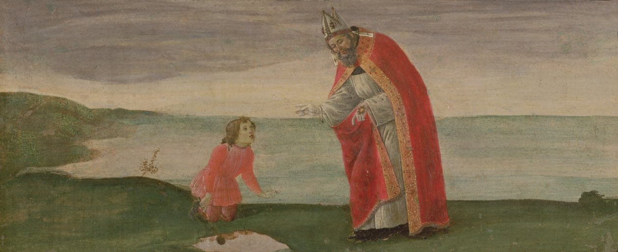聖バルナバの祭壇画からの聖アウグスティヌスの幻影、1488年頃（パネル上のテンペラ） 作： Sandro Botticelli