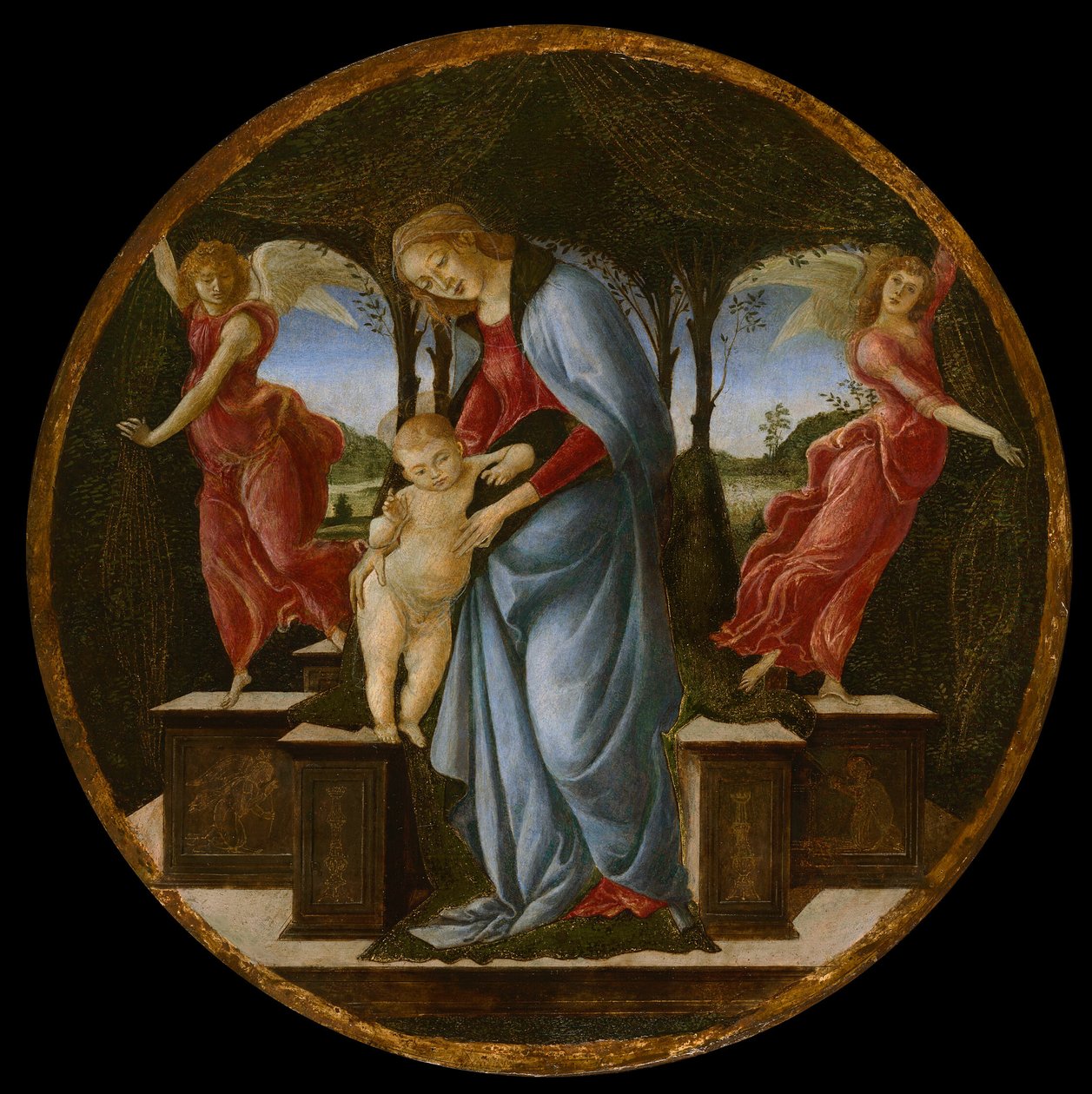 聖母子と二人の天使 作： Sandro Botticelli