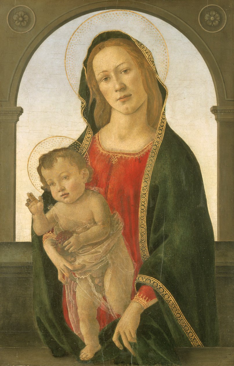 「ザクロを持つ聖母子」、c1488 作： Sandro Botticelli