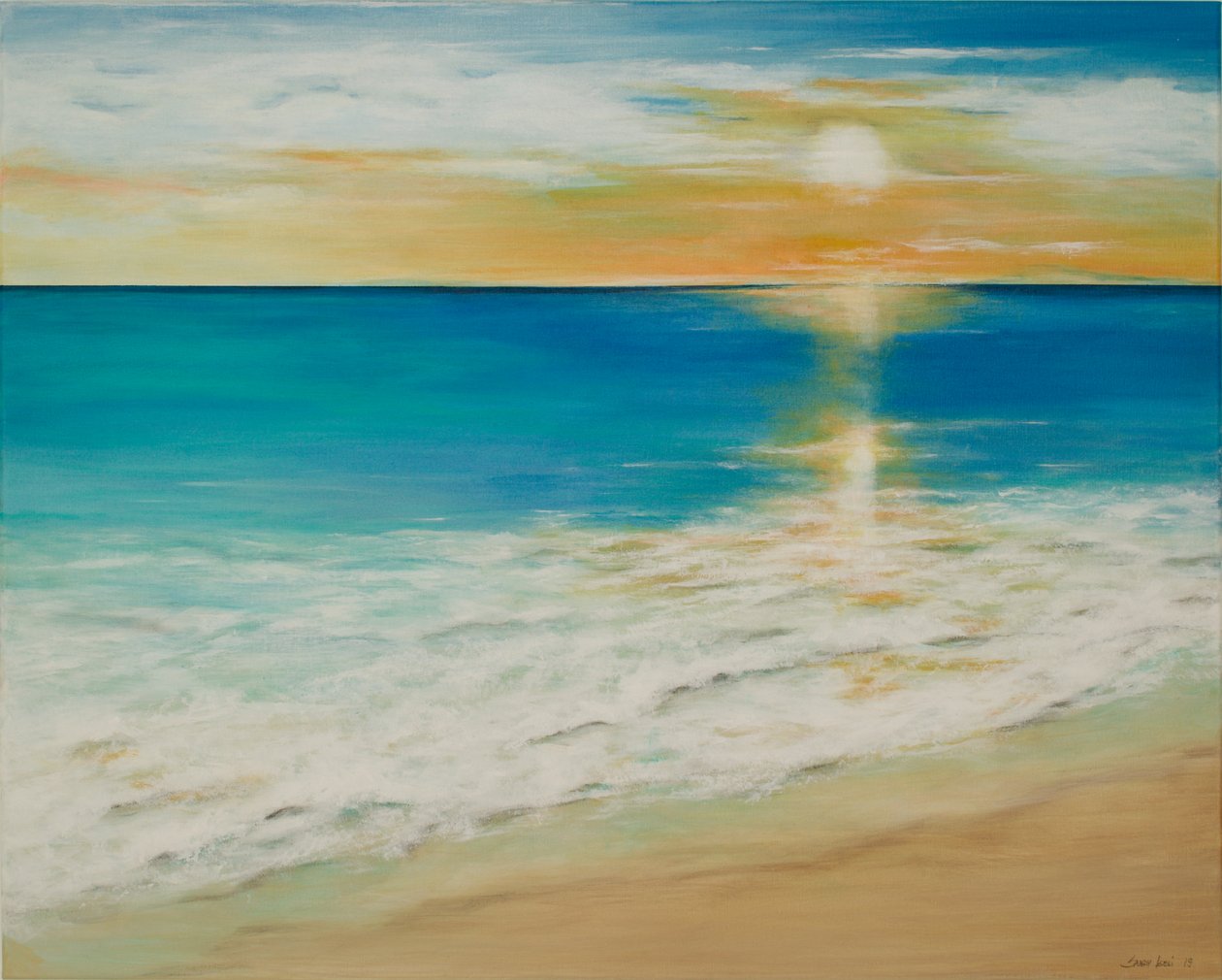 夕暮れの海景、2019年（キャンバスにアクリル画） 作： 