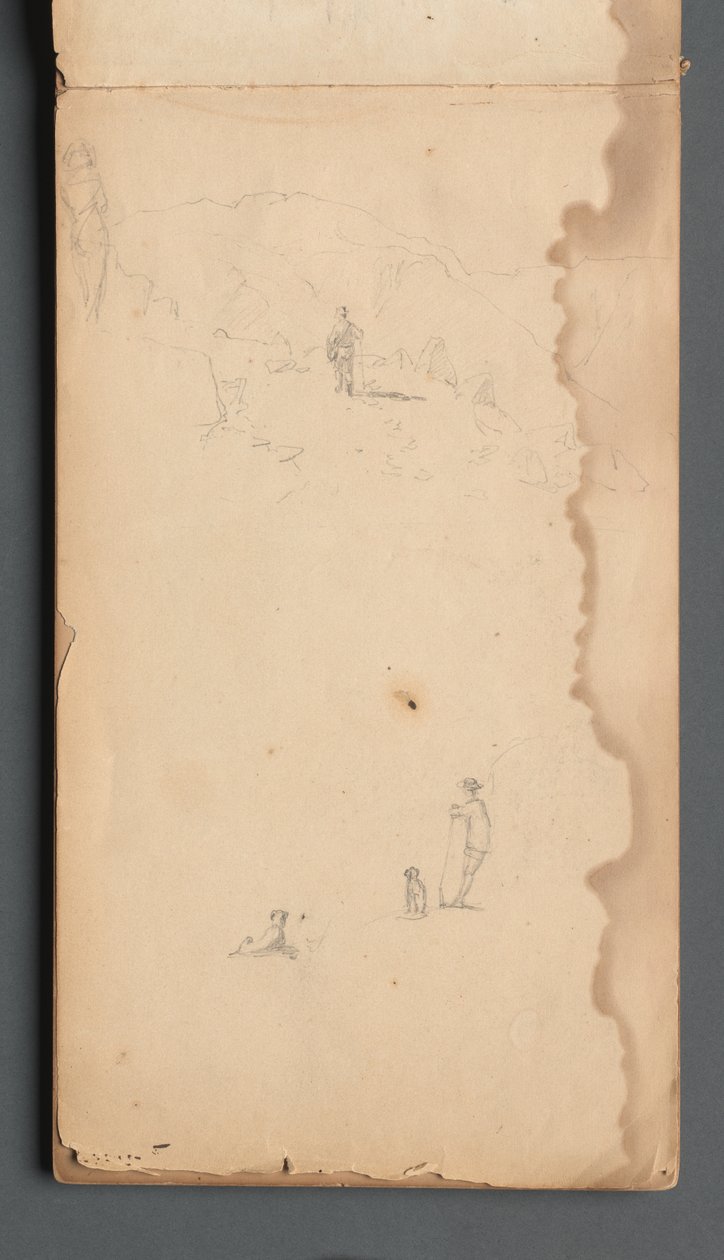 Skizzenbuch, Seite 02: Figur in einer Landschaft mit Hund 作： サンフォードロビンソンギフォード