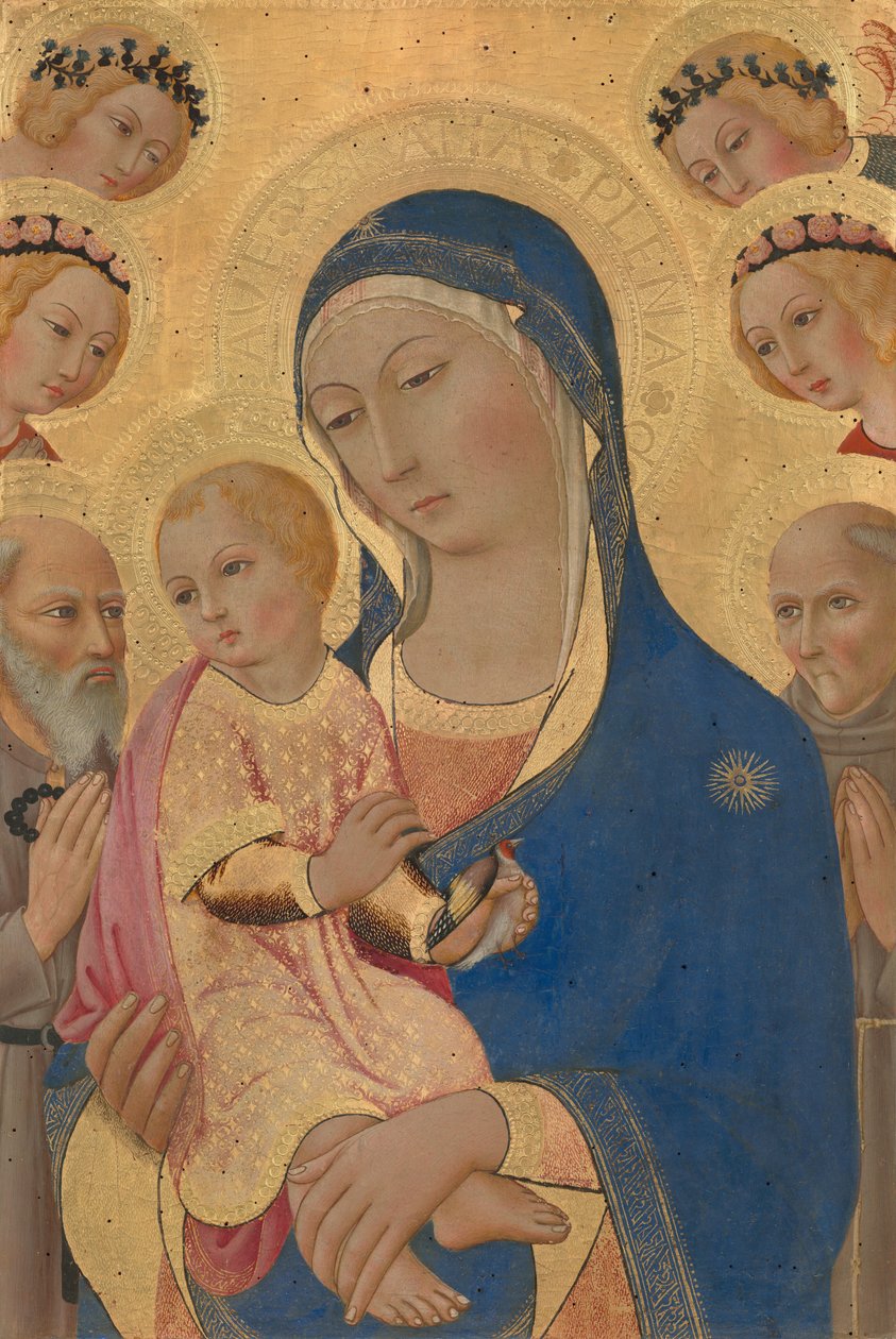 聖母子と聖ジェローム、聖ベルナルディーノ、天使たち 1460-1470年頃（テンペラ、パネル） 作： サノディピエトロディメンシオピエトロ