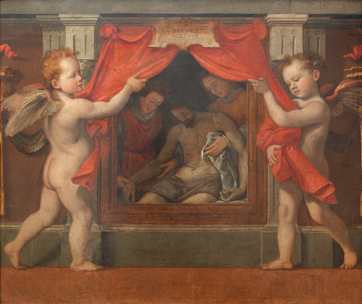 2つのケルビム、1576年頃のピエタ。 作： サンティ・ディ・ティト