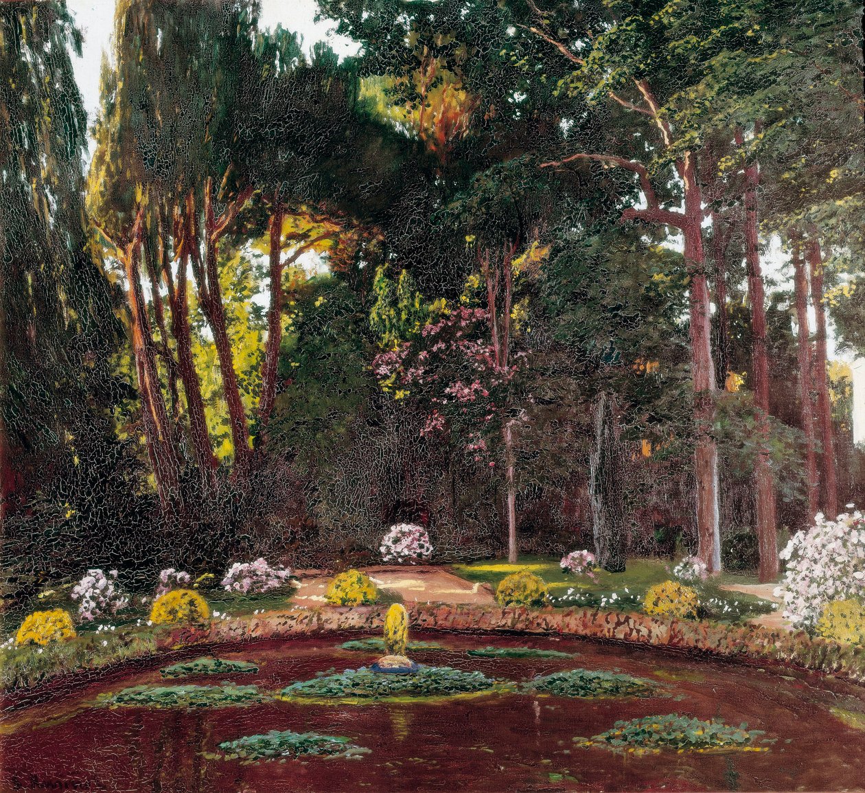 アールヌーボーの「庭」（Arbucies）。サンティアゴ・ルシノール・イ・プラッツ（1861-1931）による絵画 19世紀後半 エル・ヴァンドレル。パウ・カザルスの家・博物館。 作： サンティアゴルシノールイプラット