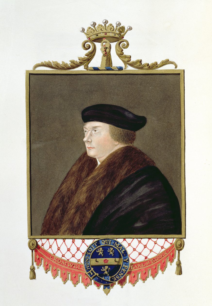 トーマスクロムウェルの肖像（c.1485-1540）1825年に出版された「エリザベス女王の回顧録」からエセックスのイスト伯爵（WCとガッシュ紙） 作： エセックスのサラ伯爵夫人