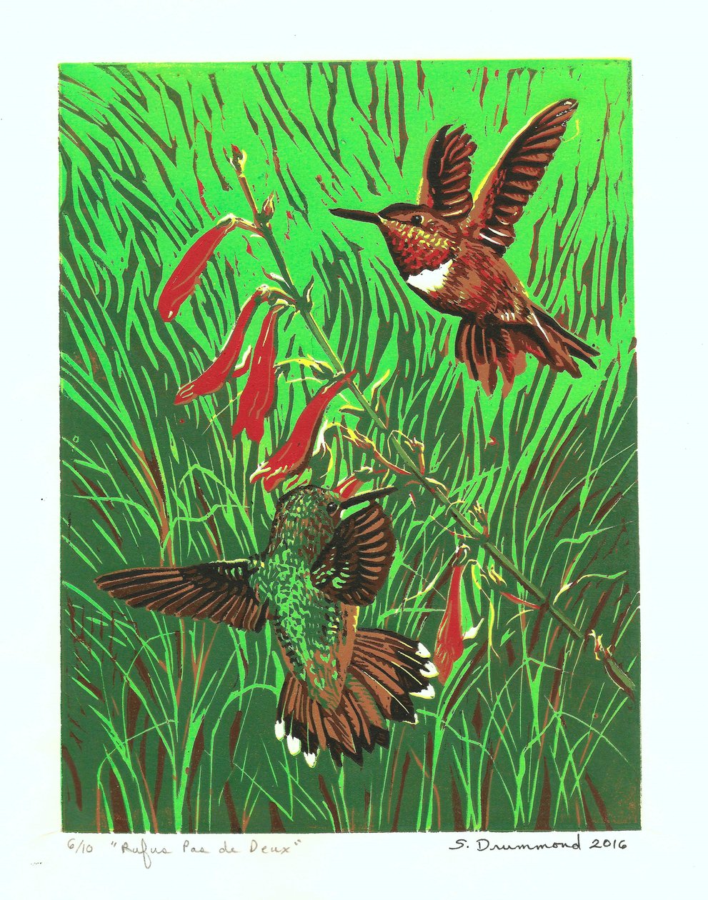 ルーファス・パ・ド・ドゥ, 2016 (Linocut ) 作： サラ・ドラモンド